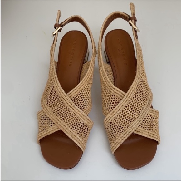 Robert Clergerie Natural Raffia Criss Cross Strap...